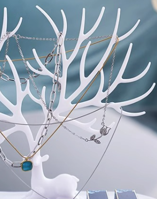 圣诞鹿角树形创意项链首饰展示架（白色）