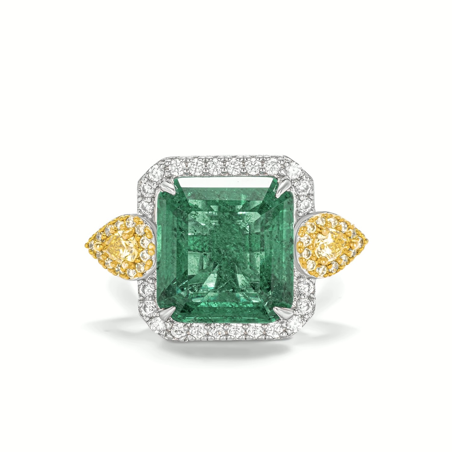 黄綠撞色戒指 925銀戒指