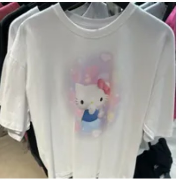 [S] ADLV HELLO KITTY 3D ARTWORK SHORT SLEEVE T-SHIRT,WHITE, ADLV23FW-SSATHK-WHT (SAV263)
