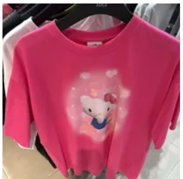 [S] ADLV HELLO KITTY 3D ARTWORK SHORT SLEEVE T-SHIRT,PINK, ADLV23FW-SSATHK-PNK (SAV264)