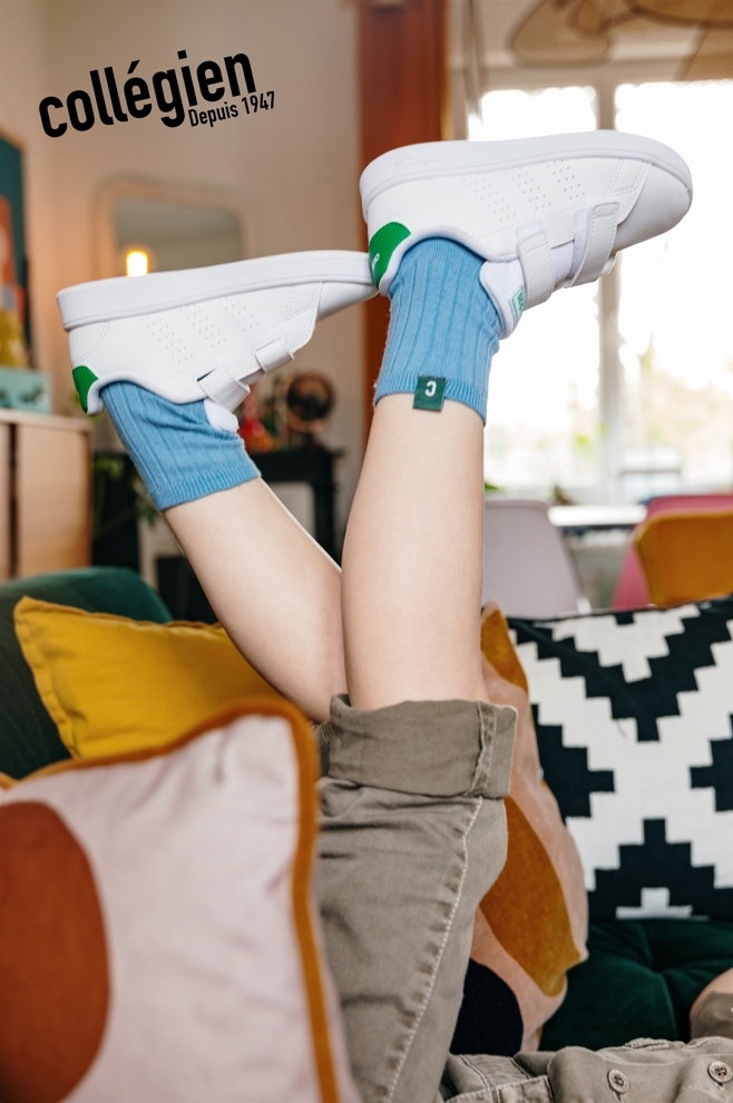 COLLÉGIEN - Cyril Ribbed Ankle Socks with C Label（Doux Agneaux）