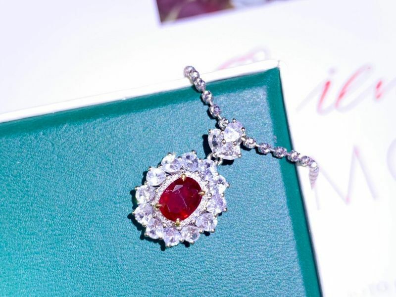 18k 金天然無燒鴿血紅紅寶石吊墜(不含鏈)