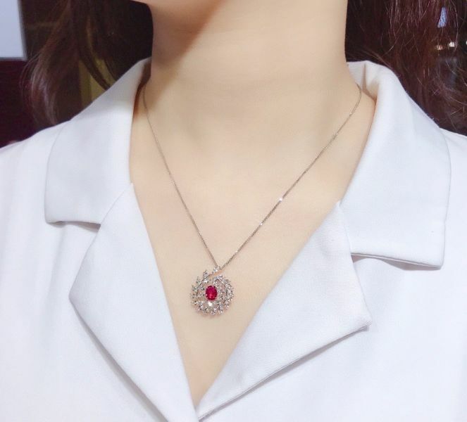 18k 天然無燒紅鴿血紅紅寶石吊墜(不含鏈)