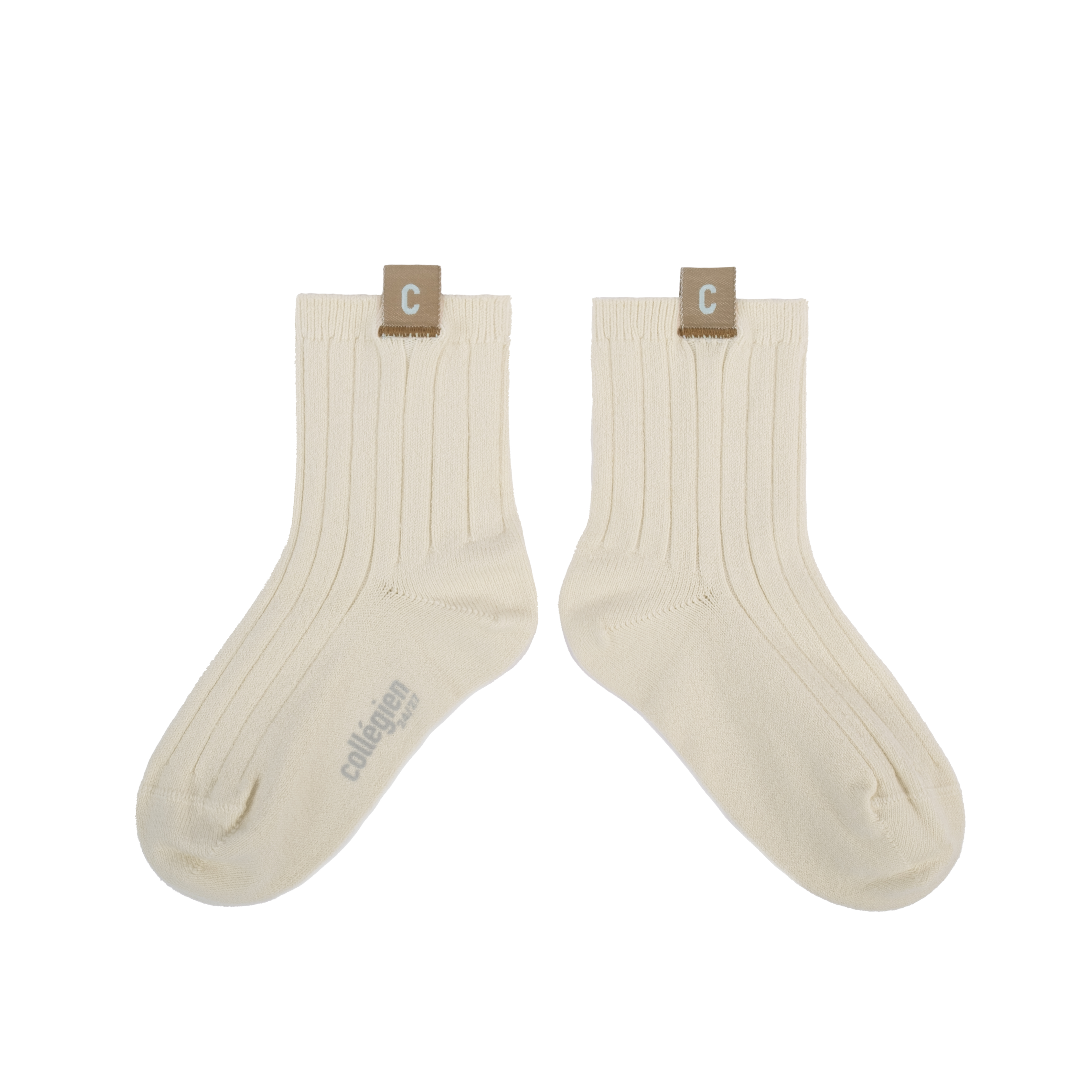 COLLÉGIEN - Cyril Ribbed Ankle Socks with C Label（Doux Agneaux）