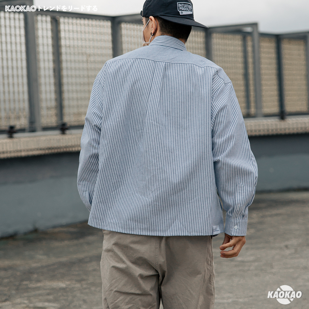 BLACK FLAG STRIPED SHIRT 布章直紋 長袖襯衫【JBF23S007】