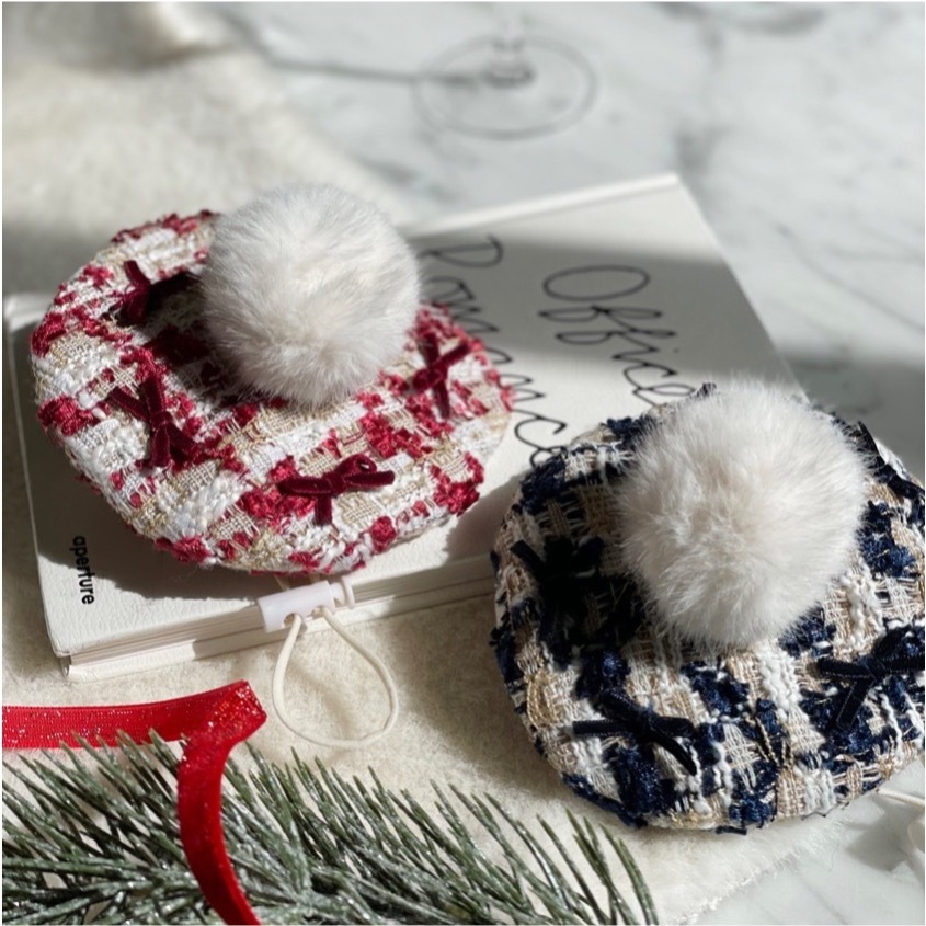 OPAAAP 格紋毛呢貝蕾帽