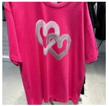 [S] ADLV FUZZY HEART ARTWORK SHORT SLEEVE T-SHIRT,PINK, ADLV23SS-SSAFHT-PNK (SAV271)