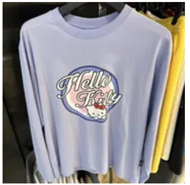 [S] ADLV HELLO KITTY ARTWORK LONG SLEEVE T-SHIRT,BLUE PURPLE, ADLV23FW-LSATHK-BPP (SAV272)