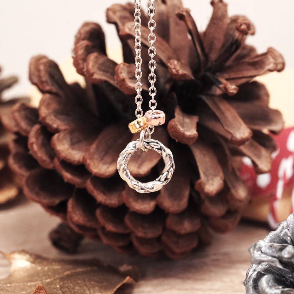 冬日守護 花環項鍊 聖誕花圈造型 925純銀項鍊 聖誕禮物 女生項鍊