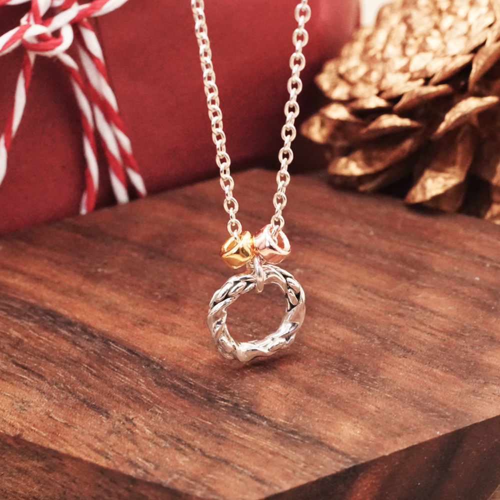 冬日守護 花環項鍊 聖誕花圈造型 925純銀項鍊 聖誕禮物 女生項鍊