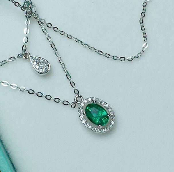 限量特價 18k真金真鑽 祖母綠吊墜 送證書