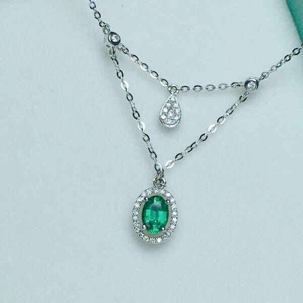 限量特價 18k真金真鑽 祖母綠吊墜 送證書