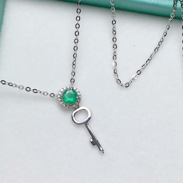 限量特價 18k真金真鑽 祖母綠吊墜 送證書