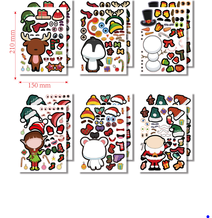 圣诞DIY卡通贴纸（6张）