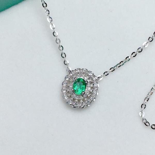 限量特價 18k真金真鑽 祖母綠吊墜 送證書