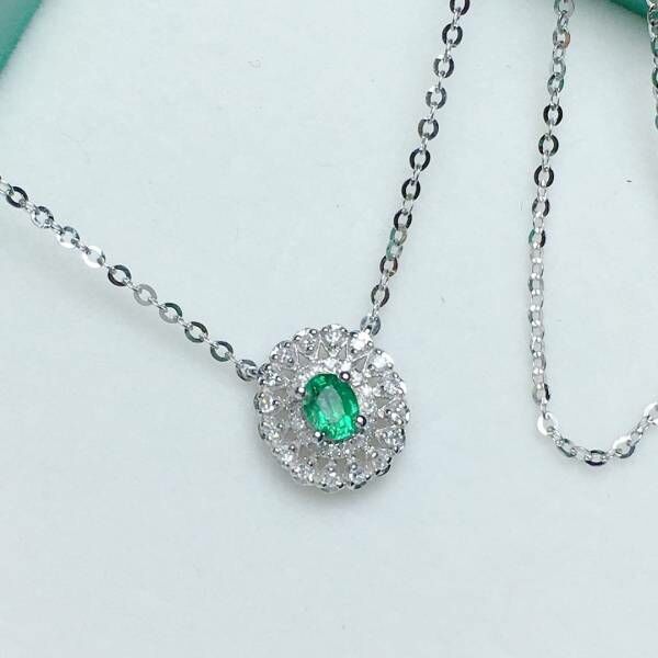 限量特價 18k真金真鑽 祖母綠吊墜 送證書