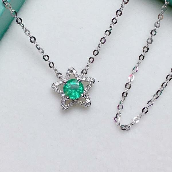 限量特價 18k真金真鑽 祖母綠吊墜 送證書