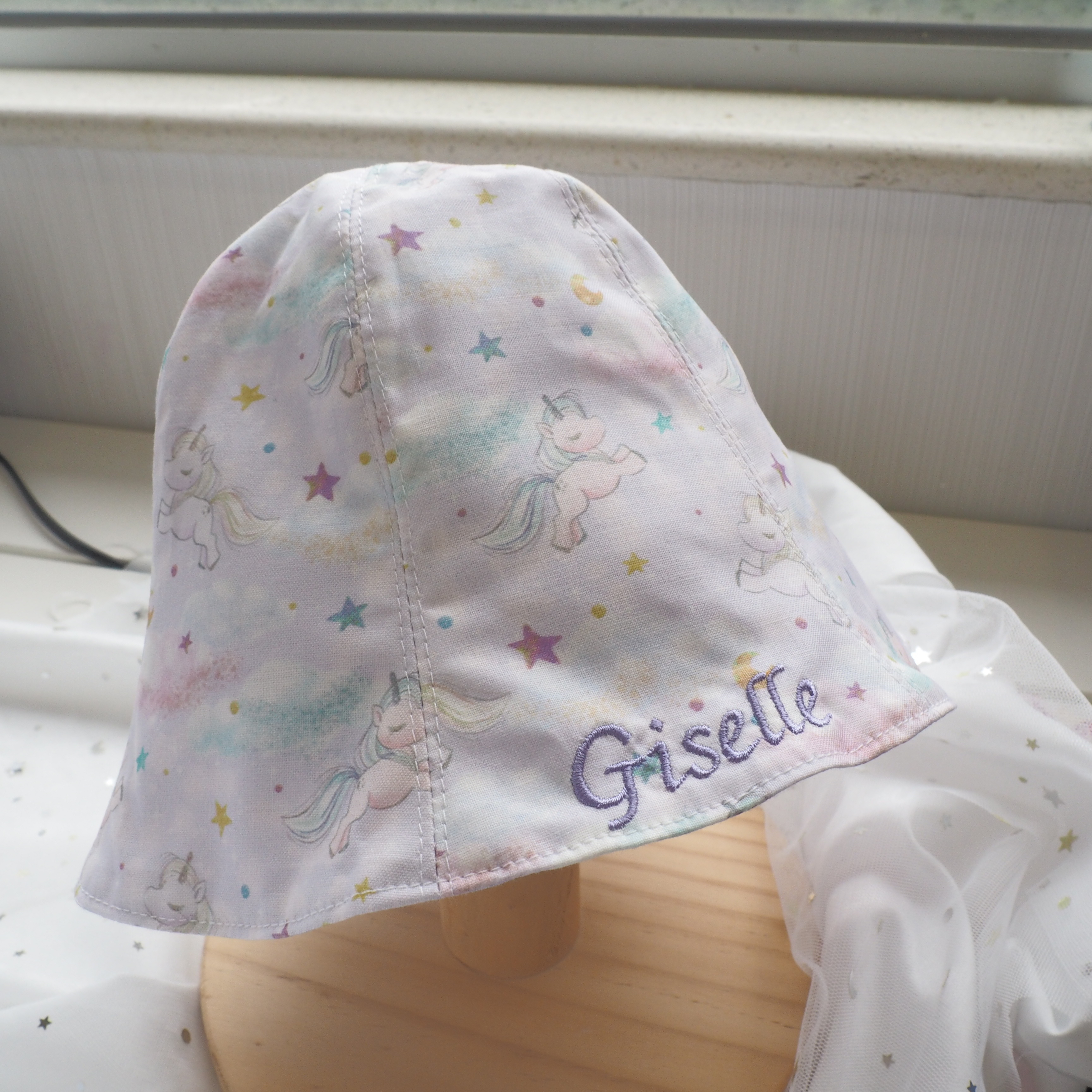 獨角獸圖案 純棉布嬰兒帽