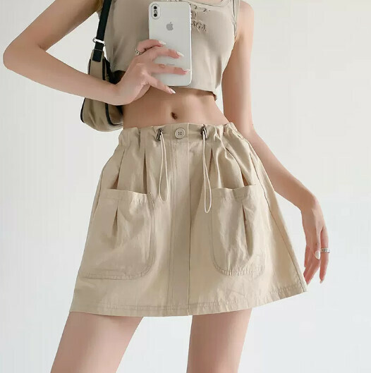 High-waisted skinny A-line skirt hottie small skirt