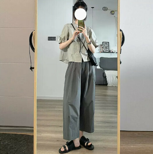 闊腿褲九分哈倫蘿蔔褲女