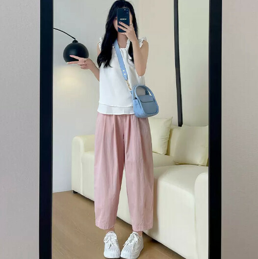 小個子女寬鬆休閒速乾冰絲哈倫褲