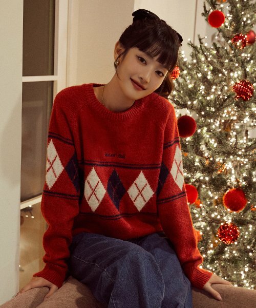 ROLAROLA ARGYLE KNIT PULLOVER