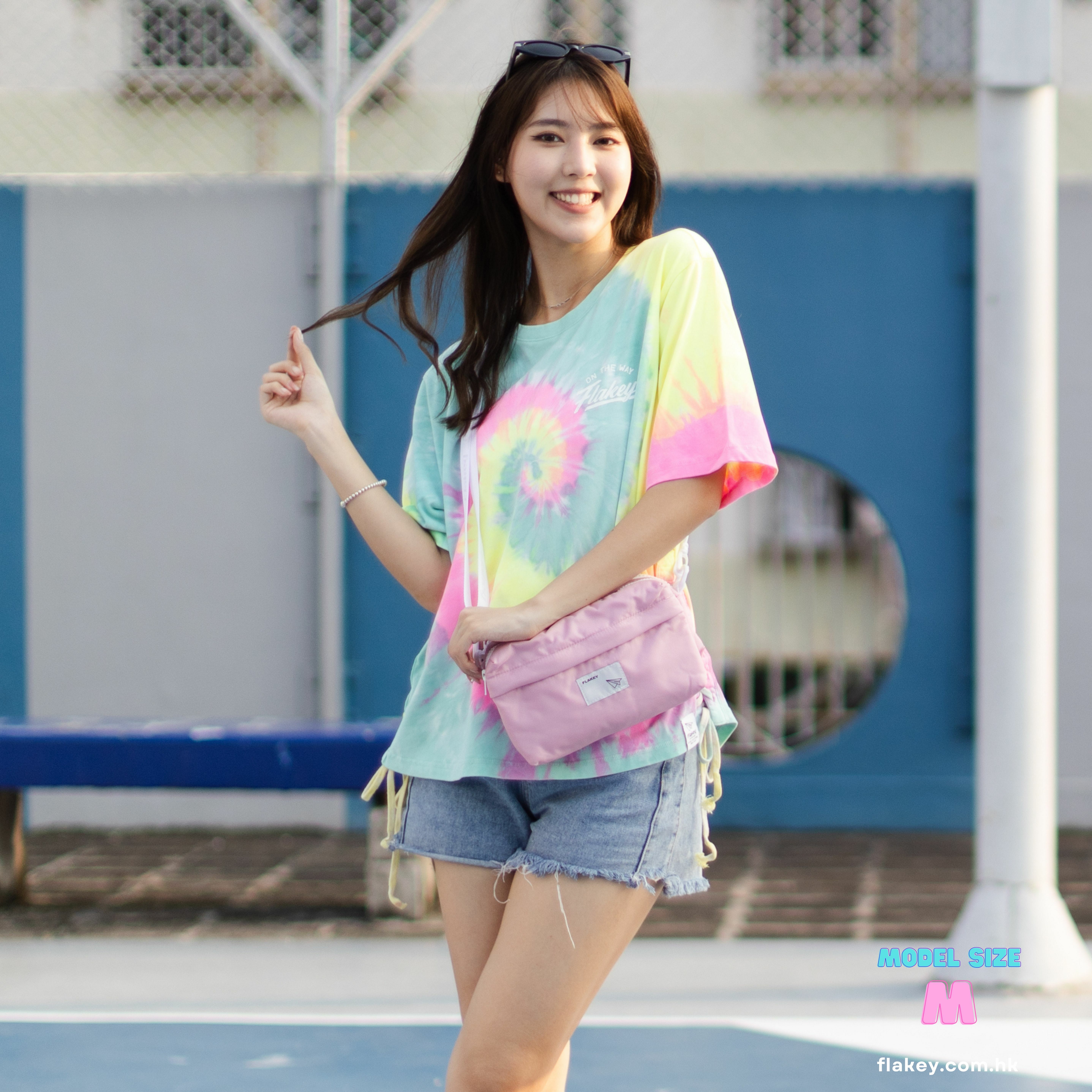 Tie-dye 休閑風輕巧斜揹袋(粉紅)(限量貨品)