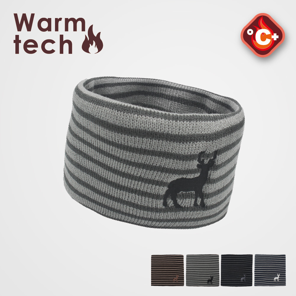 【肌暖】台灣製 經典保暖系列 條紋麋鹿刺繡圍脖丨B9224