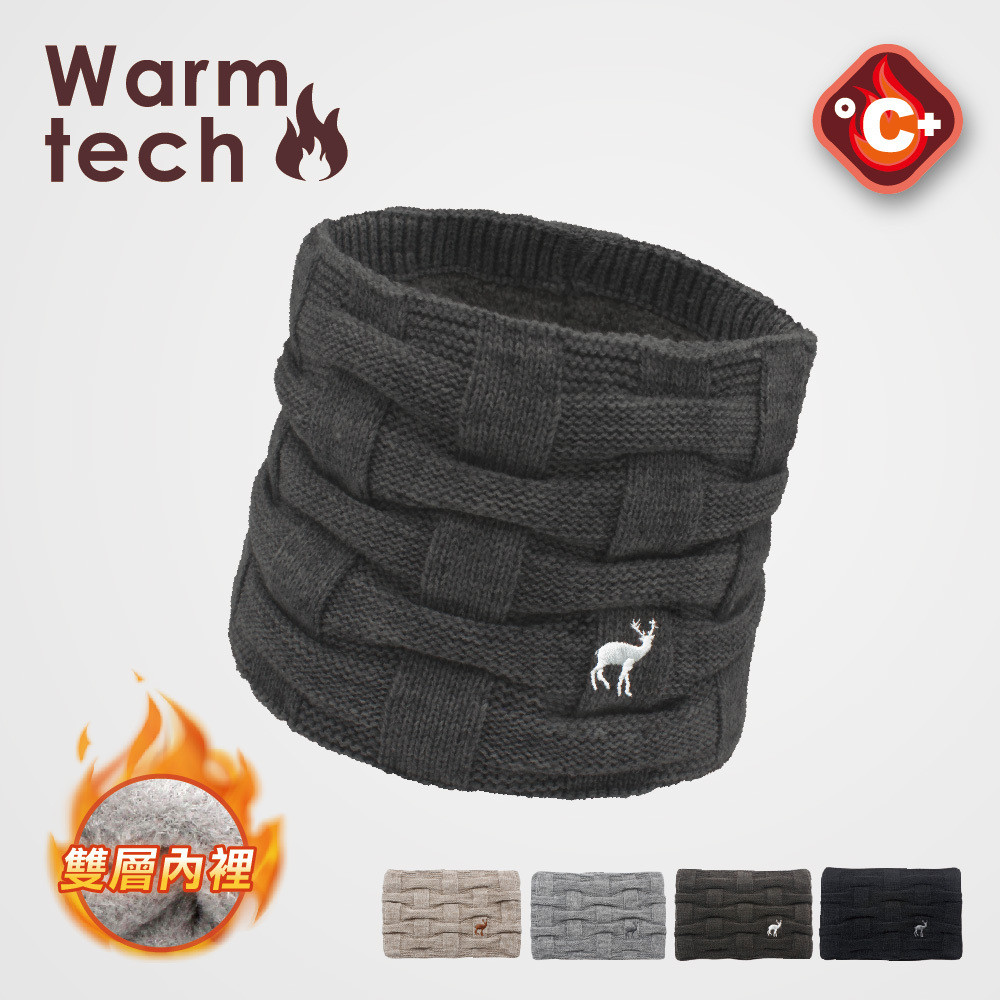 【肌暖】台灣製 經典保暖系列 條紋麋鹿刺繡雙層圍脖丨B9222T