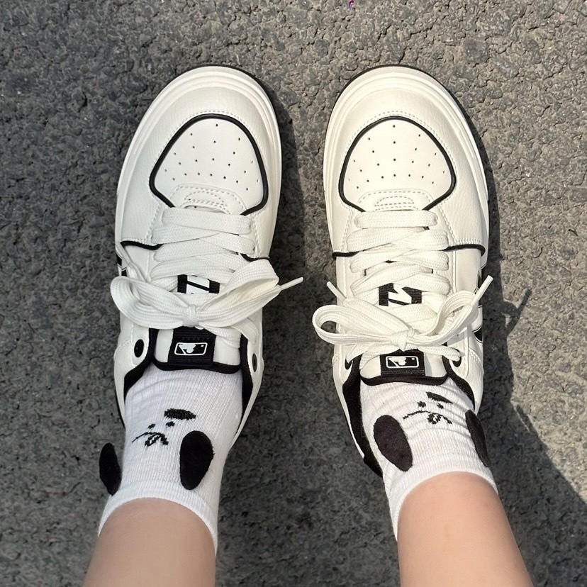 MLB黑白復古老爹鞋 厚底 增高 NY棒球鞋（3ASXCA12N-50WHS）