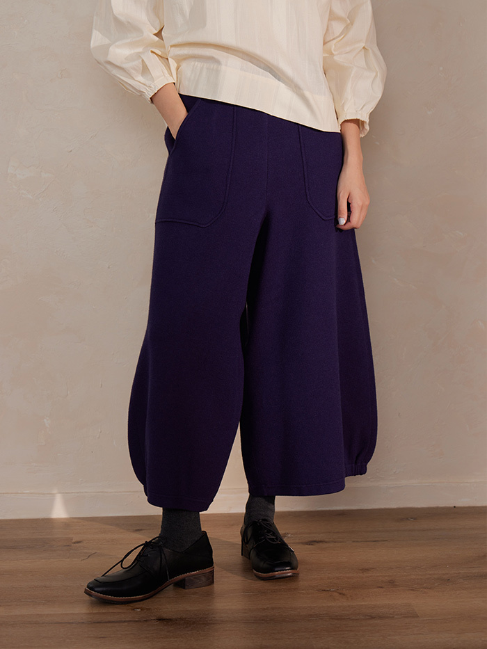 日常生活軟綿寬腳褲-深深