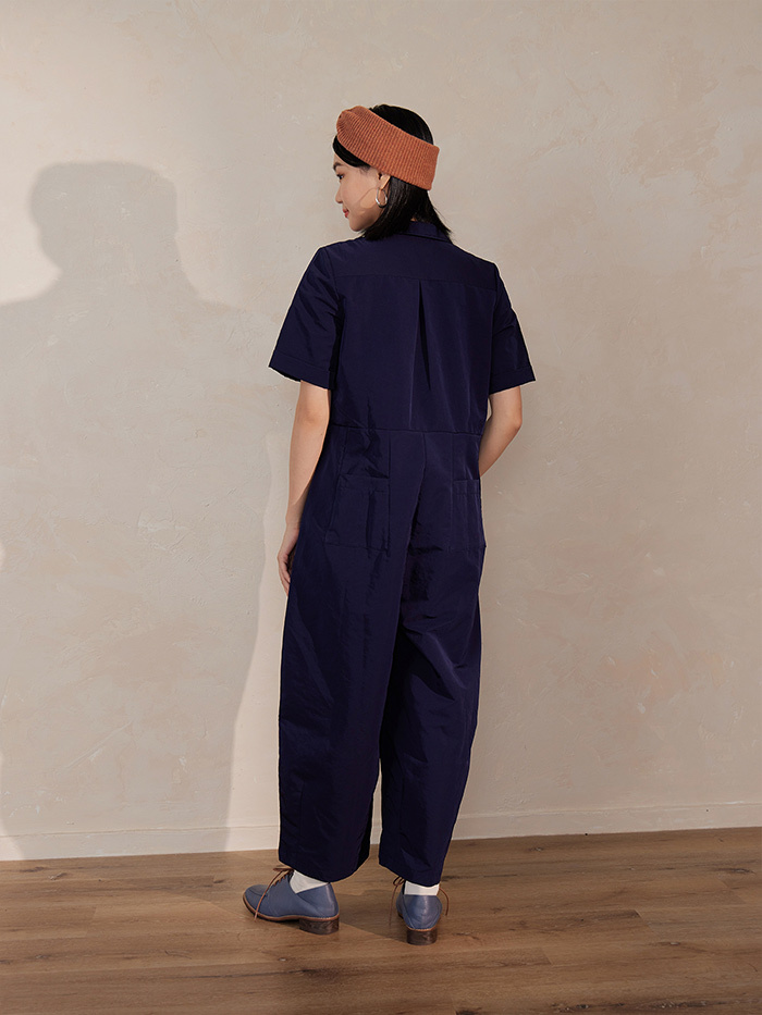 獨遊小領折線連身褲-催眠曲