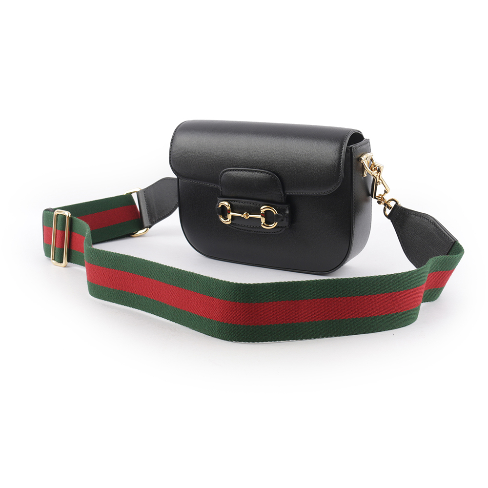 【GUCCI】Horsebit 1955 迷你皮革馬鞍包(黑色) 658574 18YSG 1060