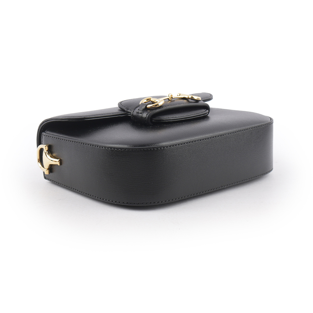 【GUCCI】Horsebit 1955 迷你皮革馬鞍包(黑色) 658574 18YSG 1060