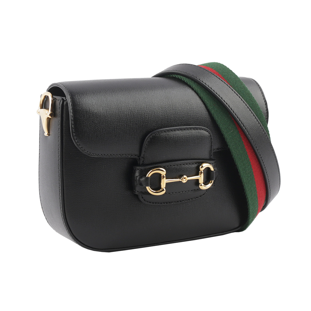 【GUCCI】Horsebit 1955 迷你皮革馬鞍包(黑色) 658574 18YSG 1060