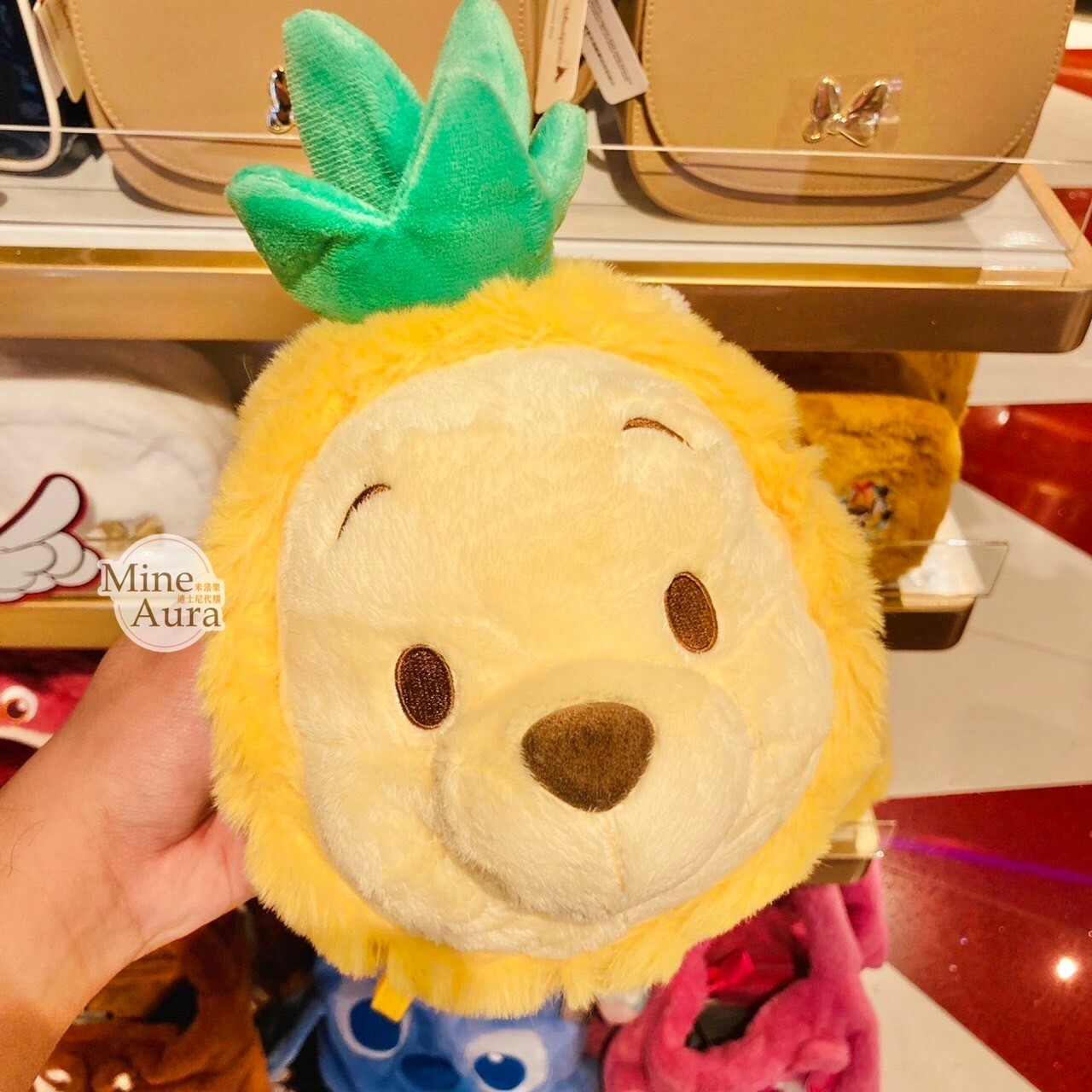 小熊維尼 Winnie the Pooh 鳳梨裝 大頭造型 斜背 小包 -香港迪士尼樂園