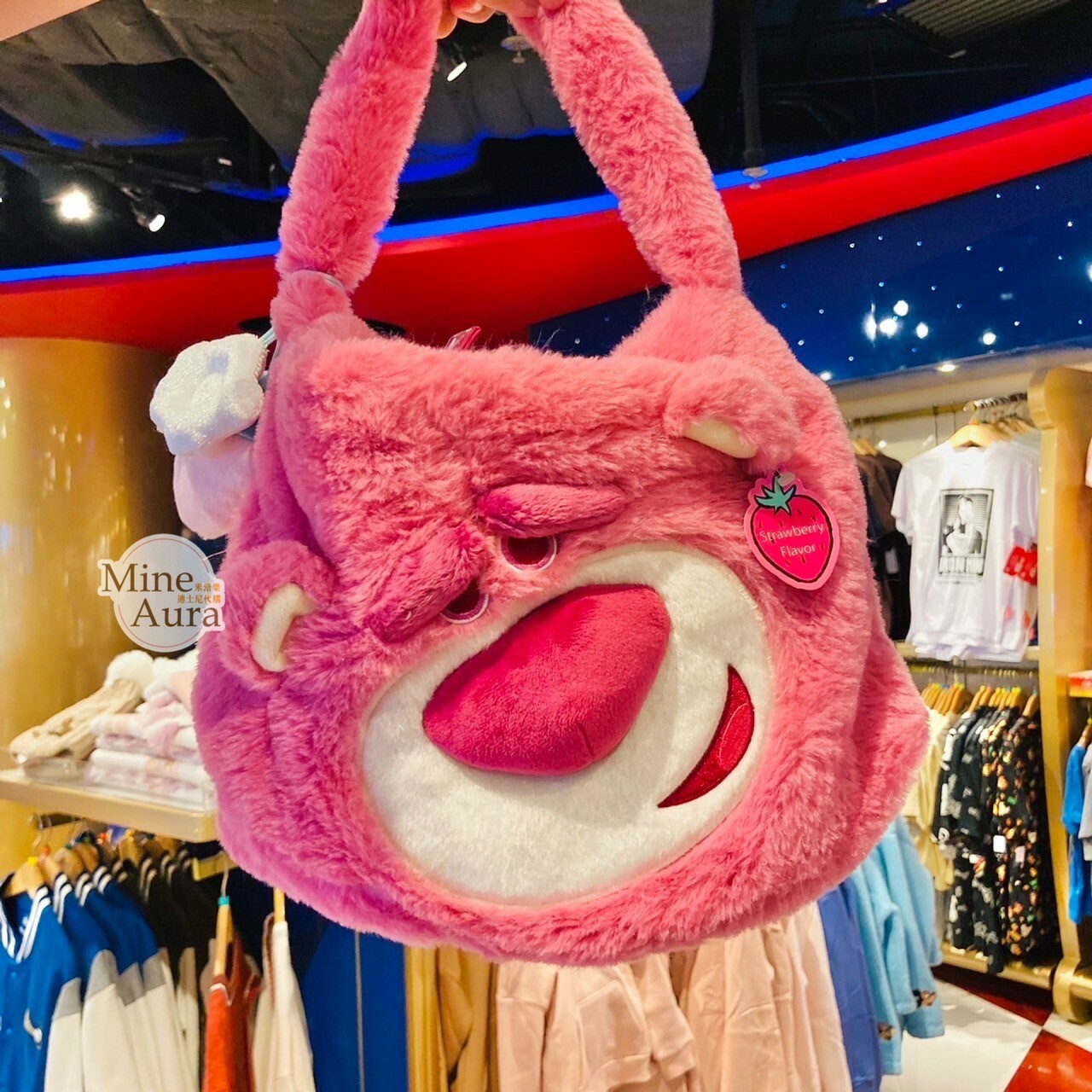 熊抱哥 Lotso 大臉絨毛造型 手提包 包包 玩具總動員 Toy Story -香港迪士尼樂園