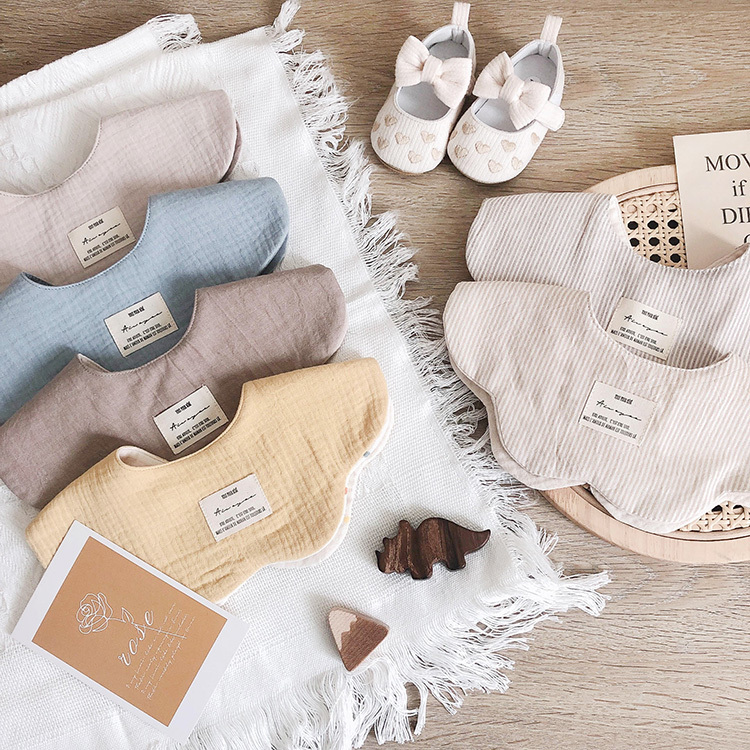 波浪小標籤口水巾｜多款