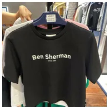 [S] BEN SHERMAN WOMEN'S LOGO CROP SHORT SLEEVE T-SHIRT,BLACK, BNBTS711F-BLACK (SBS22)