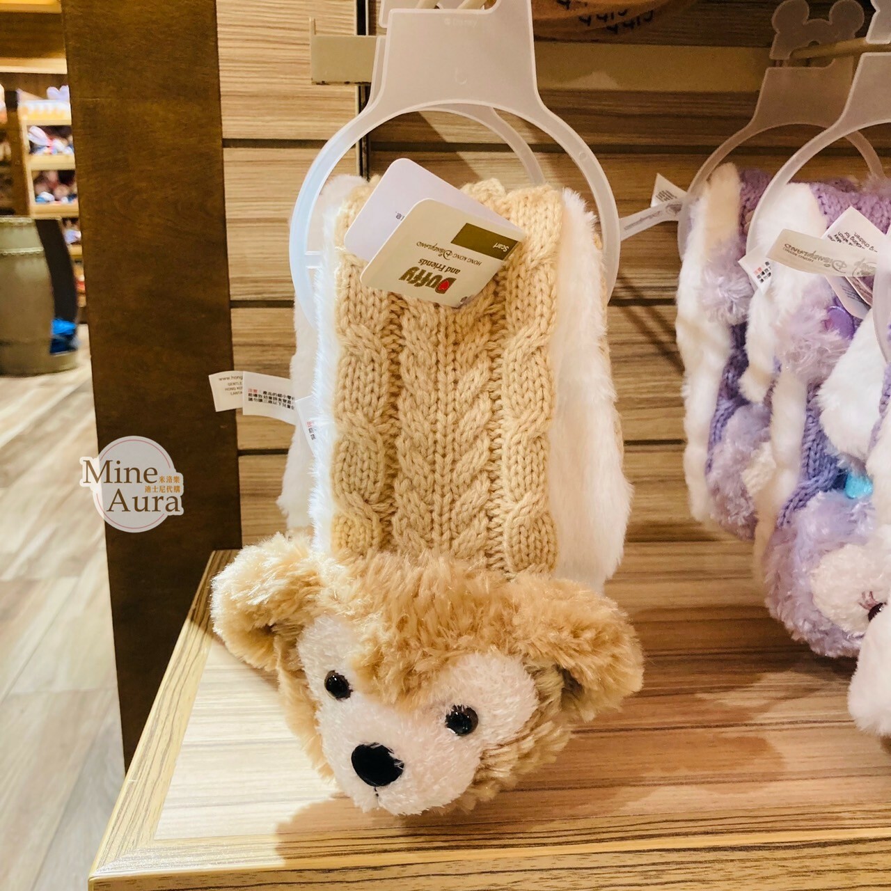 達菲 Duffy 立體大頭造型 編織麻花 圍巾 -香港迪士尼樂園