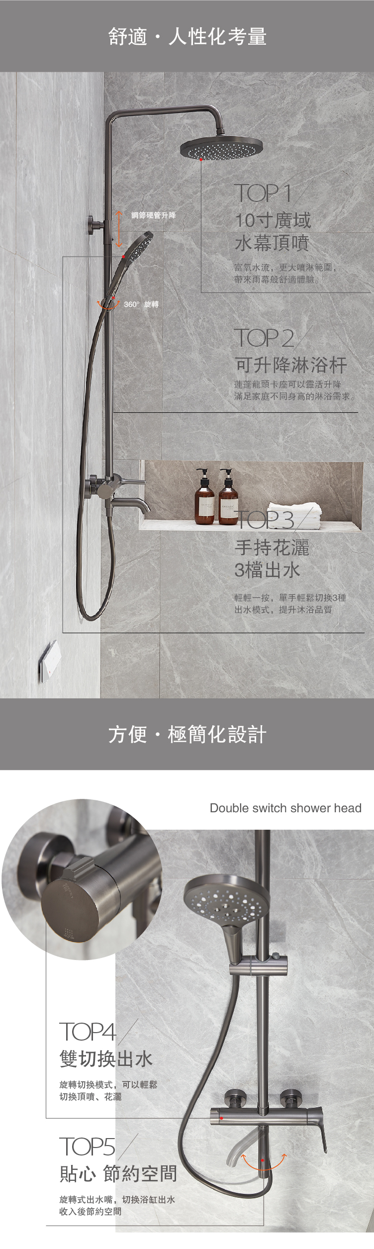 【德國innoci】ND2245Q-1 淋浴柱組合(鈦空灰)