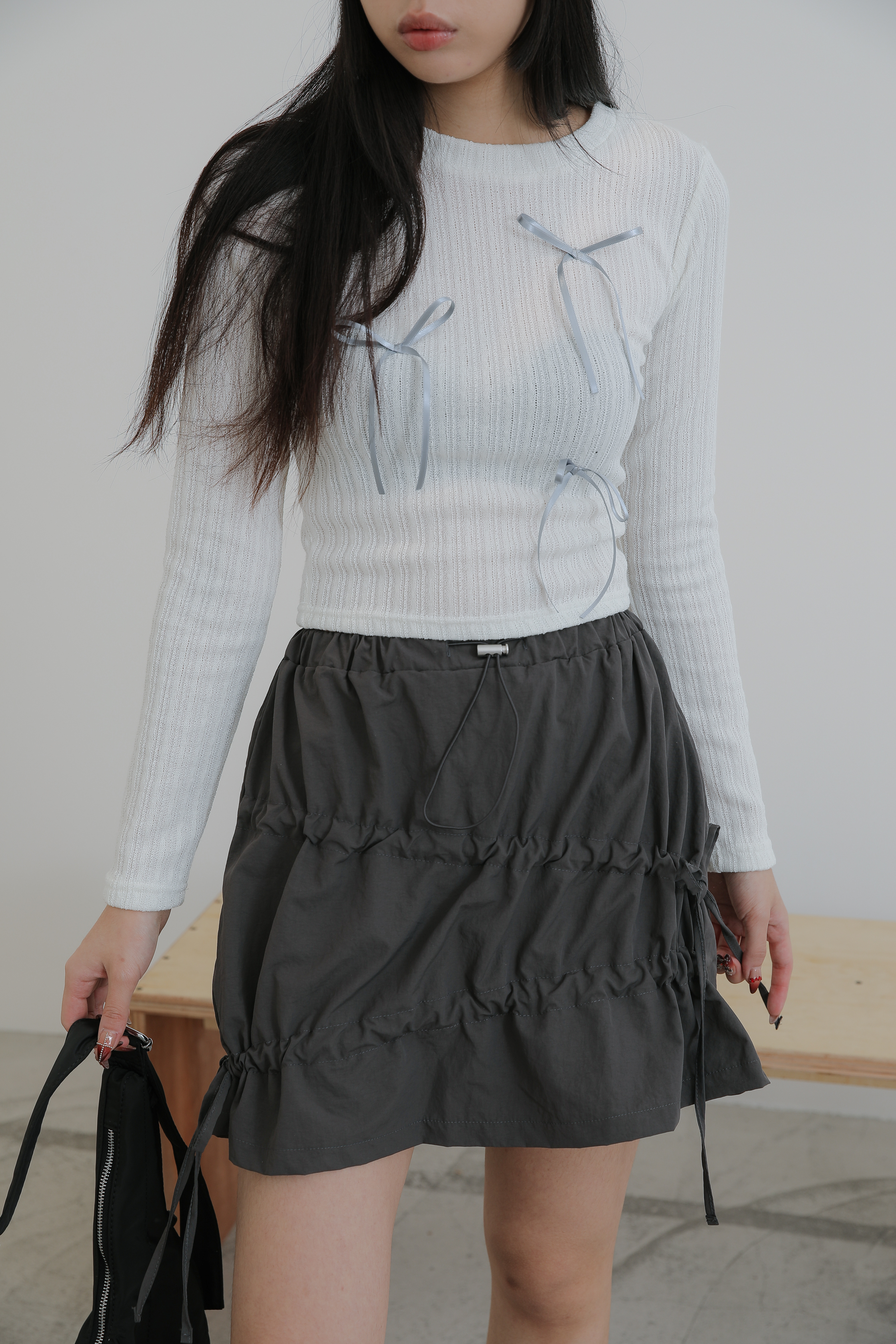 【Discount】Ribbon Knit Tee #上衣