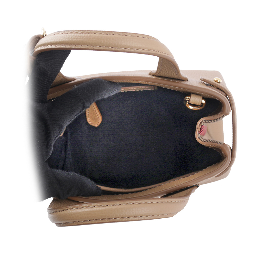 【BURBERRY】THE BABY BANNER HOUSE格紋皮革包(駝色) 80670511