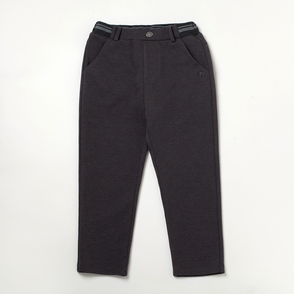 PIPPY羅紋剪接彈性棉長褲 深灰