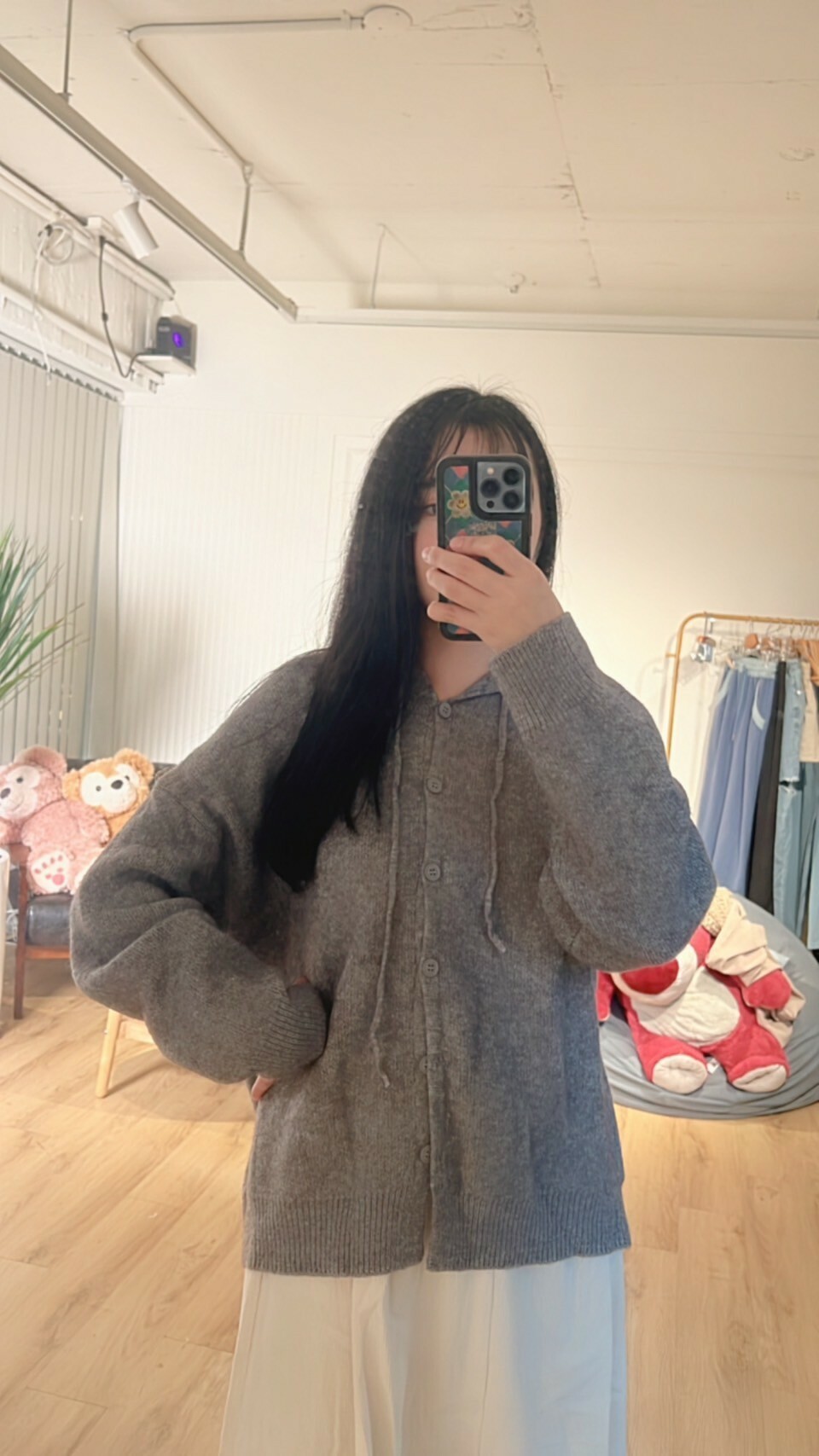 【預購】排扣連帽針織外套