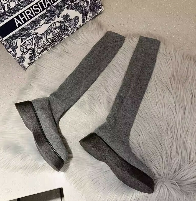 Knitted stretch sock boots boots
