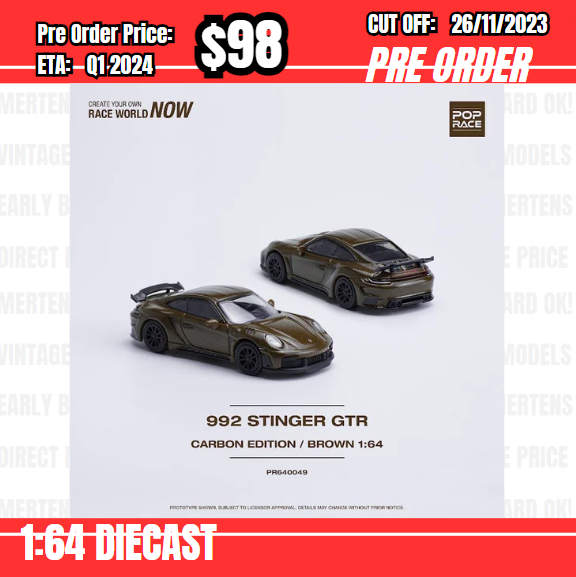 PO-$98 * Pop Race * 1:64 992 STINGER GTR CARBON EDITION BROWN [OD14/11]