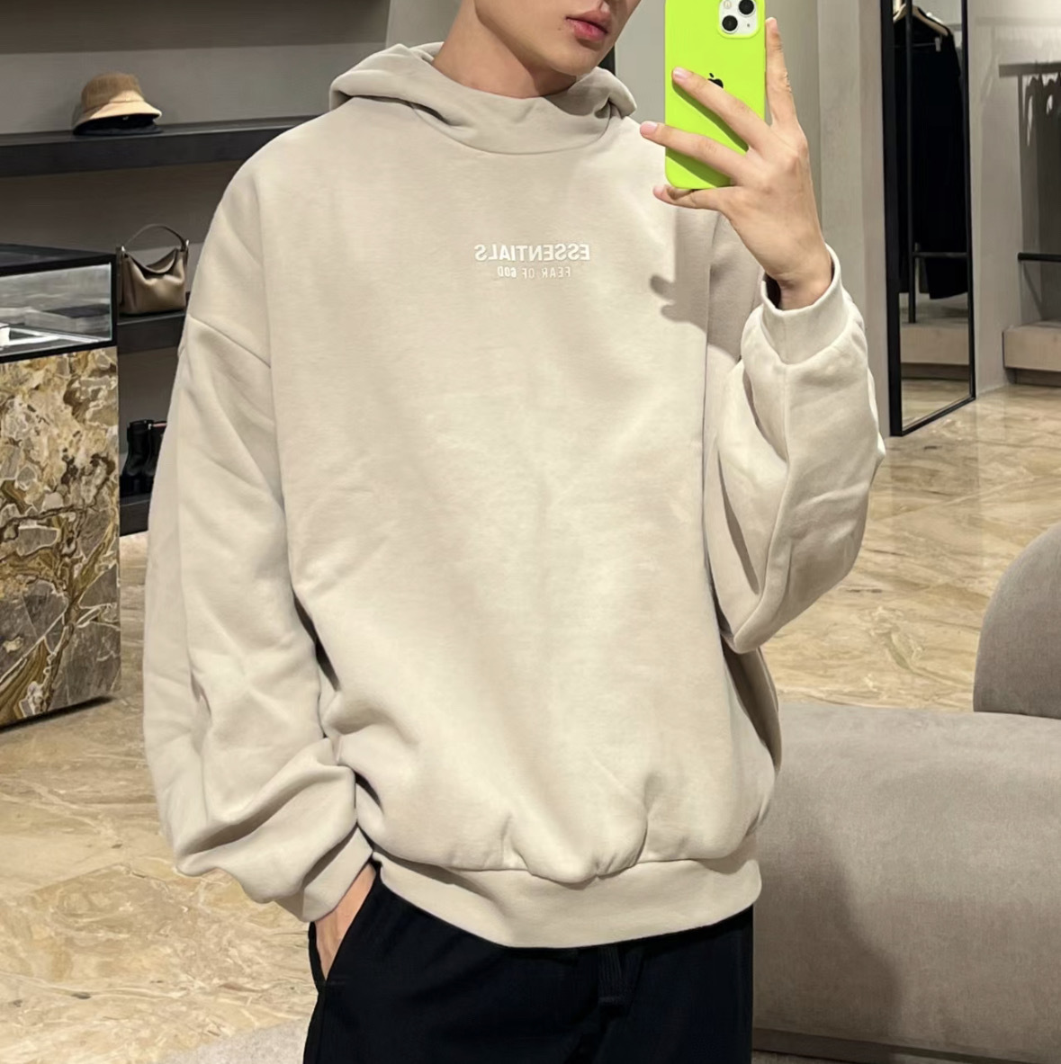 <線上SALE❤️‍🔥> Essentials Hoodie 半高領帽Tee 米白