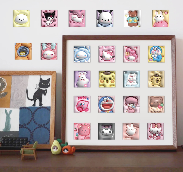 3D可爱贴纸膨体效果贴纸 （60张 包装）A款 猫咪