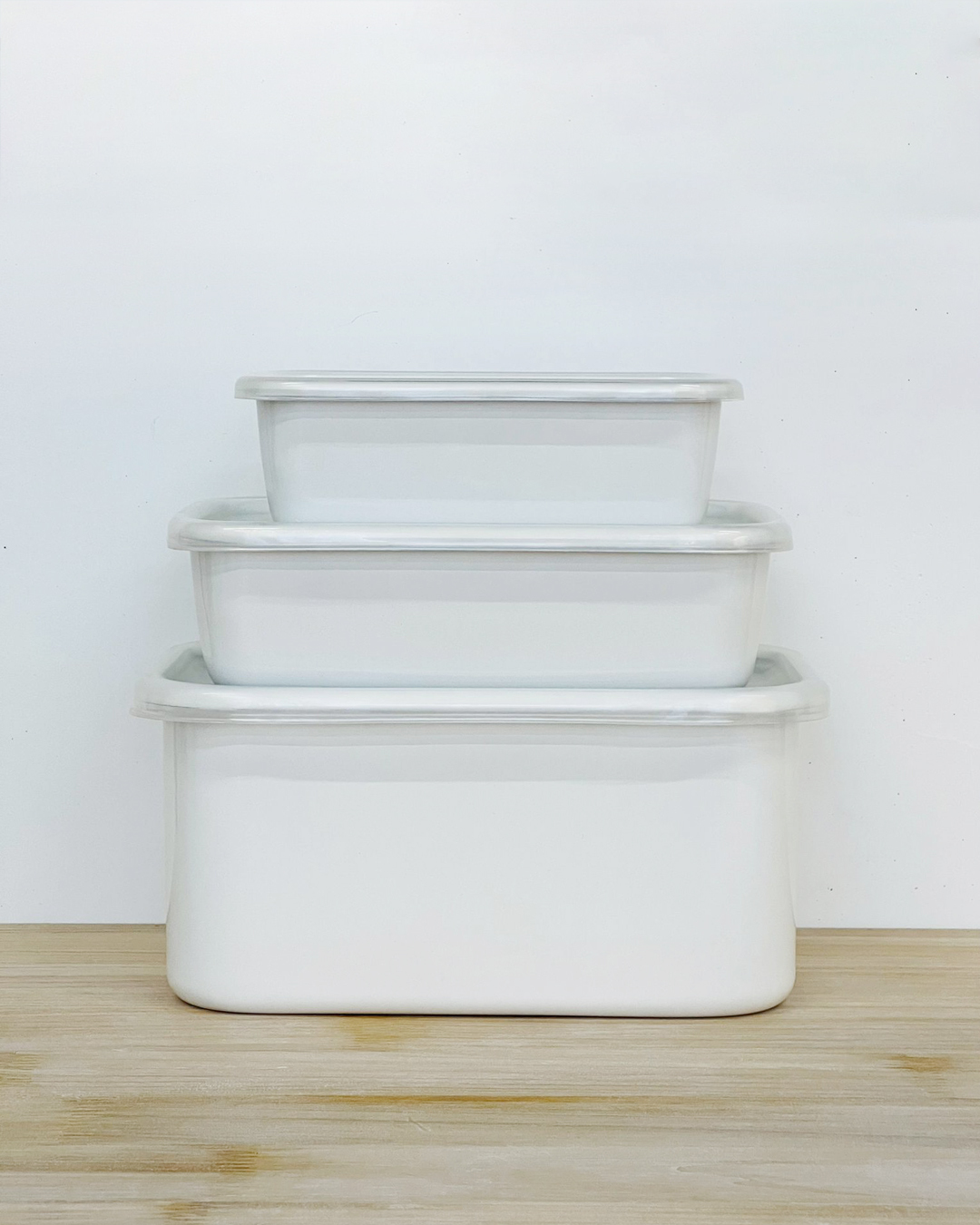 琺瑯長方深型保存容器 L（膠蓋）｜野田琺瑯